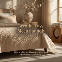 3pcs Quilted Bed Cover Set, Soft & Skin-Friendly Quilted Bed Skirt, Minimalist Air Conditioning Quilt, Summer Quilt, Minimalist Anti-Slip Thickened Bed Skirt, Home/Dorm Bedding, Machine Washable Bed Sheet, All Season Thick Bed Skirt With Pillowcase, Bedroom Decor Quilted Blanket - Apricot - View 6