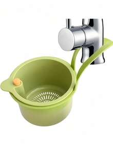 1 pieza Cesta colgante de drenaje para fregadero de cocina, disponible en múltiples estilos, herramienta multifuncional para drenar y filtrar ingredientes alimenticios, equipada con diseño de presión para inclinar y función de autolimpieza, adecuada para fregaderos de esquina, filtra eficazmente el agua residual - Ver 4