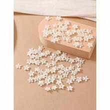 100pcs/Pack Pearl-Color Small Peach Blossom Flower DIY Handcraft Bracelet Necklace Accessories, Simple Handicraft Floral Arrangement, Suitable For Pot Decor, Craft Supply, Clothing Decoration Valentines - 白色 - 查看 2