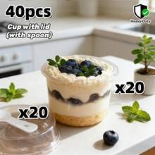 100pc/40pc Round Pudding Cups, Reusable Party Cups, Lids With Spoons, Novelty Mugs, Transparent Mousse Cake Boxes, Yogurt Cups, Suitable For Mousse Cakes, Puddings, Snacks, Fruits, Ice Cream, Yogurt Salads, Perfect For Christmas, Birthdays, Weddings And All Kinds Of Events. - 透明 - 查看 10