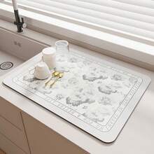 1 pieza Almohadilla para café, adecuada para encimera de cocina, barra de café, cafetera, máquina de espresso, se puede usar como tapete de secado de platos. Tapete de secado de platos con diseño de café, accesorio de cocina. - Negro - Ver 6