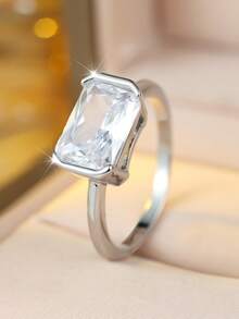 奢华方形立方氧化锆戒指，女士订婚戒指，承诺戒指，珠宝礼品 - 戒指 - 查看 6