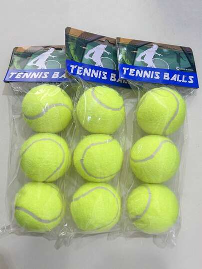 Paquete de 3 pelotas de tenis de alta elasticidad para práctica y entretenimiento, resistentes a masticar con sonido, adecuadas para principiantes en la práctica de tenis, deportes al aire libre, hechas de fibra y material de goma con alta elasticidad