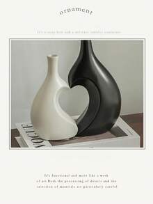 1/2 Stück Herzförmige Vase, nordischer Stil dekorative Vase, schwarz & weiß minimalistisches Design, stoßfeste Plastik Blumenvase, moderne Heimdekoration, geeignet für Wohnzimmer, Schlafzimmer, Büro, Trockenblumen, Kunstblumen, Dekoration, Hochzeit, Einweihungsparty, Geburtstag, Weihnachtsgeschenk - Einheitsgröße - Übersicht 6