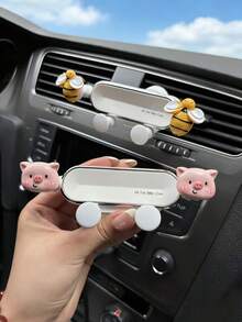 Cute Panda & Pig Car Phone Holder, Bee Vent Mount Phone Navigation Bracket - Animal - View 1