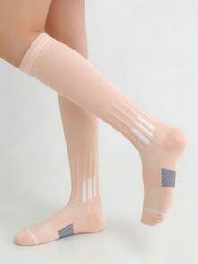 1/6 pares de calcetines de compresión altos hasta la rodilla, delgados, para yoga, fitness y deportes, para primavera/verano - Multicolor - Ver 3