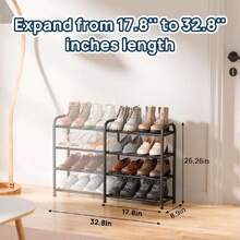 - Expandable Shoe Rack, 4-Tier Adjustable Shoe Organizer Shelf For Closet, Metal-Free Black Freestanding Shoe Rack For Small Spaces, Entryway, 44539382 - Lilac Purple - View 2