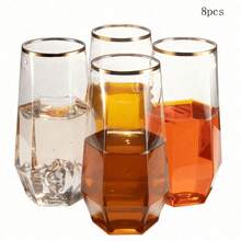 Bộ 6 ly rượu không chân, viền vàng, dung tích 9oz, họa tiết đính đá lấp lánh - Chống vỡ | Thích hợp cho rượu vang đỏ, cocktail, nước ép, sâm panh | Món quà hoàn hảo cho Ngày Valentine, Năm mới, Đám cưới, Tiệc sinh nhật - Xem 7