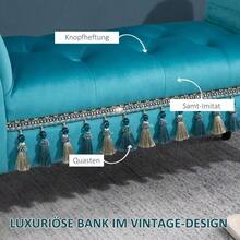 Luxury Upholstered Bench/Stool In Polyester And Foam Rubber, Elegant And Beautiful, Blue: 117x40x58 Cm - Mint Blue - View 8
