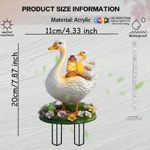 Cute Duck Family Garden Stake | Whimsical White Metal Summer Yard Art For Dad, Fairy Garden Decor That Makes Neighbors Smile, Weatherproof No-Electricity Outdoor Gift For Father's Day Graduation, Ready To Ship - Mother Duck and Duckling Garden Post - View 3