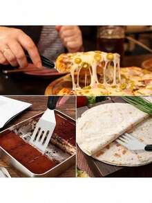 1 chiếc dụng cụ nhà bếp bằng thép không gỉ: Đa chức năng chiên, nướng và xẻng, thích hợp để chiên trứng, bít tết, bánh kếp - Dụng cụ nấu ăn - màu đen - Xem 5