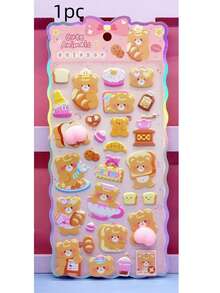 可爱3D泡泡贴纸套装，泰迪熊和熊猫立体贴纸，适用于水瓶和笔记本电脑 - 彩色 - 查看 12