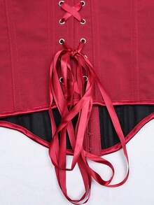 Sexy Solid Color Front Grommet Eyelet Lace Up Back Corset Top Shapewear Backless Adjustable Straps Crop Tank Top Suitable For Party Going Out Date Halloween's Festival Outfit Music Festival Tank Top For Women - Màu Đỏ Sâu - Xem 9