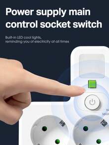 Bảng điện EU, phích cắm điện có công tắc, công tắc đèn ngủ độc lập, 3 ổ cắm AC, thích hợp sử dụng trong nhà và văn phòng. - Phích cắm loại EU E (220-240V) - Xem 7