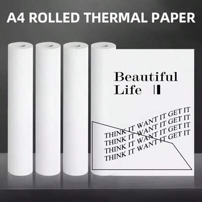 Papel térmico A4, de secado rápido compatible con impresora A4, talla grande grueso, talla grande brillante, con fuente clara, adecuado para impresoras portátiles, con acabado brillante, de alta calidad para impresión portátil