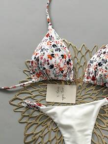 Ditsy Floral Bikini Set For Beach Vacation Summer - Multicolor - View 5