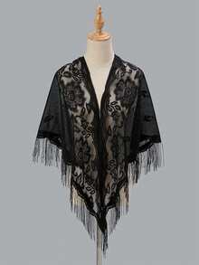 1pc Women Beach Accessories Lace Shawl Hollow With Long Tassel Triangular Scarf For Bridesmaid Wedding Party Beach Travel Date Accessories Women Valentine's Day Valentines - Nhiều màu - Xem 13