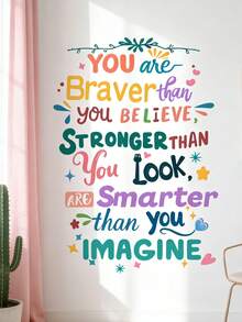 Colorful English Inspirational Quotes Wall Stickers, Decorative Wall Art, Motivational Phrases, Self-Adhesive Wall Decals, Learning Space Decoration - Multicolor - View 3
