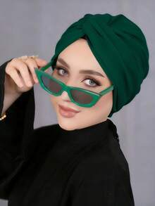 1pc Women's Classic Solid Color Chemo Turban, High Elasticity Pleated Design, Anti-Slip Breathable Headwrap, Multilayer Pleated Style For Hijab Pairing, Soft Comfortable Modal Knit Fabric, Suitable For Daily Wear,Beach,Holiday - Multicolor - View 17