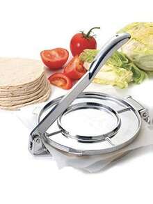 1个杠杆式圆形玉米饼/披萨/薄饼压饼器，烘焙必备，操作轻松，防滑手柄，不粘易清洗，适用于面团制作和烹饪 - 彩色 - 查看 6