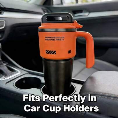 A Leak-Proof Travel Mug With A Press-To-Open Lid, The Perfect Companion For Gaming Sessions, Fits Car Cup Holders, One-Touch Lid Travel Mug, Comes With A Handle And Straw, Vacuum-Insulated Stainless Steel Travel Mug, Suitable For Hot And Cold Beverages