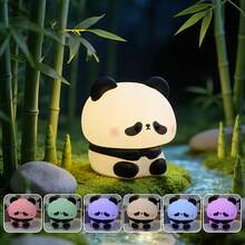 Soft Cute Panda Night Light, Tap To Light Up, Warm Tone And 7 Color Modes, Soft Silicone USB Rechargeable Panda Desk Lamp, 30-Minute Timer Auto Shut-Off, Creative Animal Night Light For Kids Room, Cool Gift For Boys And Girls, Birthday And Christmas Gift - White - View 12