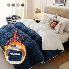 1pc Luxurious Plush Taffeta Comforter, Extra Thick And Soft Plush , Double-Sided Thick, 500gsm Filling Heavy-Duty Extra Thick Warm For Autumn And Winter, Gift, Home Decor, Queen/King - Pink - View 2