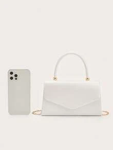 REMANLAND 这款清新纯净的白色PU十字纹信封手提包，拥有干净的白色调、精致的十字纹PU质感和信封式翻盖设计。无论是日常使用还是约会，这款时尚手提包都是理想之选，也是馈赠佳品。 - 白色 - 查看 7