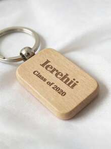 50pcs Laser Engraved Blank Wooden Keychains - Rectangular DIY Key Tags, Suitable For Crafts, Halloween, Valentine's Day, New Year, Minimalist Design - Camel - View 5