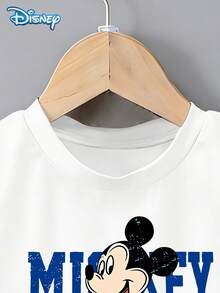 Bộ áo thun ngắn tay và quần short hình chuột Mickey dễ thương cho bé trai sơ sinh của Disney, họa tiết hoạt hình, co giãn, phù hợp cho bé mặc hàng ngày, món quà tuyệt vời. - trắng - Xem 4