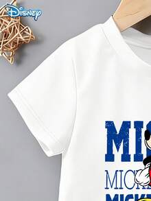 Bộ áo thun ngắn tay và quần short hình chuột Mickey dễ thương cho bé trai sơ sinh của Disney, họa tiết hoạt hình, co giãn, phù hợp cho bé mặc hàng ngày, món quà tuyệt vời. - trắng - Xem 5