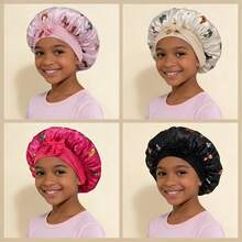 Awegeo 可爱缎面蝴蝶结儿童睡帽 - 透气、保护头发、可调节 - 彩色 - 查看 4