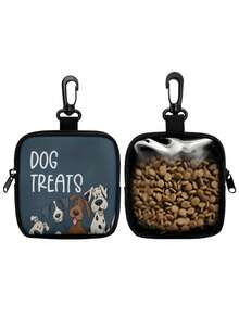 Zippered Dog Training Treat Bag - Portable Polyester Pet Treat Pouch, Suitable For Outdoor Activities And Walking, Colorful Design, Single-Sided Printing, One Side Transparent, Essential For Dog Walking | Vibrant Pet Accessory | Durable Zipper Closure - Multicolor - View 2