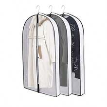 Bolsas de ropa de 60 pulgadas para colgar ropa fundas transparentes a prueba de polillas con refuerzos de 4 pulgadas para almacenamiento de armario y bolsa de ropa colgante de viaje para abrigo suéter chaqueta vestido camisas paquete de 3 - Blanco - Ver 7