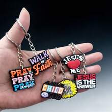 GCYCHENG 15 piezas Llavero con colgante de frase de Jesús en dibujos animados, colgante con forma de colores variados, llavero de goma suave, soporte creativo para llave de mochila - Multicolor - Ver 3