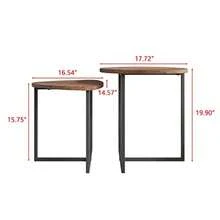 Wentu Store  Mesa de Centro Redonda Juego de Mesa de Centro para Salón 2 mesas Estructura de Metal Mesa Auxiliar de Madera Mesa Auxiliar Apilable Color Roble (Marrón)  179595 - Marrn - Ver 2