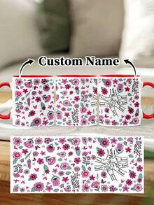 1pc 11oz/15oz Custom Mother's Day Name Mug, Personalized Coffee Cup With Printed Name. The Wrap-Around Pattern On The Mug Can Be Customized With Up To 8 Children Holding Their Mother's Hand. This Mother-Themed Mug With Floral Elements Is An Ideal Gift For Mom And A Unique, Thoughtful Present - 款式3 - 查看 43