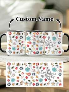 1pc 11oz/15oz Custom Mother's Day Name Mug, Personalized Coffee Cup With Printed Name. The Wrap-Around Pattern On The Mug Can Be Customized With Up To 8 Children Holding Their Mother's Hand. This Mother-Themed Mug With Floral Elements Is An Ideal Gift For Mom And A Unique, Thoughtful Present - 款式4 - 查看 21