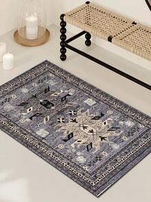 1pc Vintage Style Large Area Rug, New Faux Wool Washable Bottom Indoor Carpet, Living Room Rug, Sofa Rug, Bedroom Rug, Bedside Anti-Slip Mat, Room Floor Mat, Dining Kitchen Rug, Office Chair Pad, Entryway Doormat, Outdoor Picnic Blanket, Camping Mat - Multicolor-1 - View 15