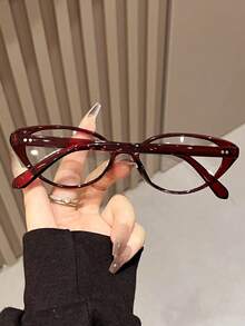1 Caja de Gafas Retro de Ojo de Gato Transparentes para Mujer, Ligeras y Cómodas, Estilo Y2K Regreso a la Escuela, Adecuadas para Uso Diario, Oficina y Desplazamientos - Multicolor - Ver 7
