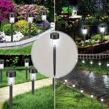 10pcs/12pcs Solar Powered LED Lights, Stainless Steel Pathway Lights, Easy Install LED Landscape Lights, Suitable For Yard, Garden, Porch, Lawn, Path, Patio And Courtyard Decor - Stainless Steel Floor Lamp - View 5