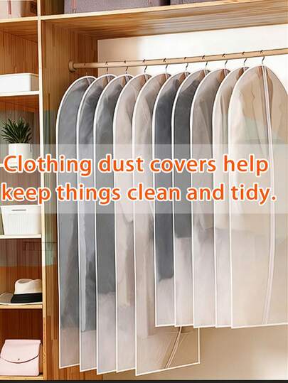 Bộ 5 túi bọc quần áo trong suốt, túi chống bụi, túi sắp xếp tủ quần áo, túi đựng quần áo - Túi bọc vest, túi chống bụi quần áo, túi treo tủ quần áo, túi đựng quần áo du lịch và gia đình di động, có thể giặt, dùng để sắp xếp tủ quần áo, quà tặng Ngày của Cha, dùng cho áo sơ mi, vest, váy, túi bọc quần áo cao cấp, túi bọc giá treo quần áo trong suốt có khóa kéo.
