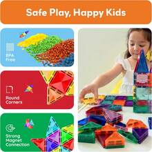 PicassoTiles - Magnetic Block Set, Diamond Series, Magnetic Building Blocks, STEM Learning, For Children Ages 3 And Up, PTM100 - 80 Pieces - View 5