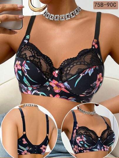 1 pièce Soutien-gorge de sport minimaliste, sexy et confortable, avec patchwork en dentelle pour femmes