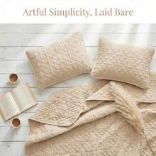 3pcs Quilted Bed Cover Set, Soft & Skin-Friendly Quilted Bed Skirt, Minimalist Air Conditioning Quilt, Summer Quilt, Minimalist Anti-Slip Thickened Bed Skirt, Home/Dorm Bedding, Machine Washable Bed Sheet, All Season Thick Bed Skirt With Pillowcase, Bedroom Decor Quilted Blanket - Apricot - View 5