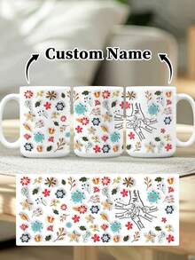1pc 11oz/15oz Custom Mother's Day Name Mug, Personalized Coffee Cup With Printed Name. The Wrap-Around Pattern On The Mug Can Be Customized With Up To 8 Children Holding Their Mother's Hand. This Mother-Themed Mug With Floral Elements Is An Ideal Gift For Mom And A Unique, Thoughtful Present - 款式4 - 查看 90