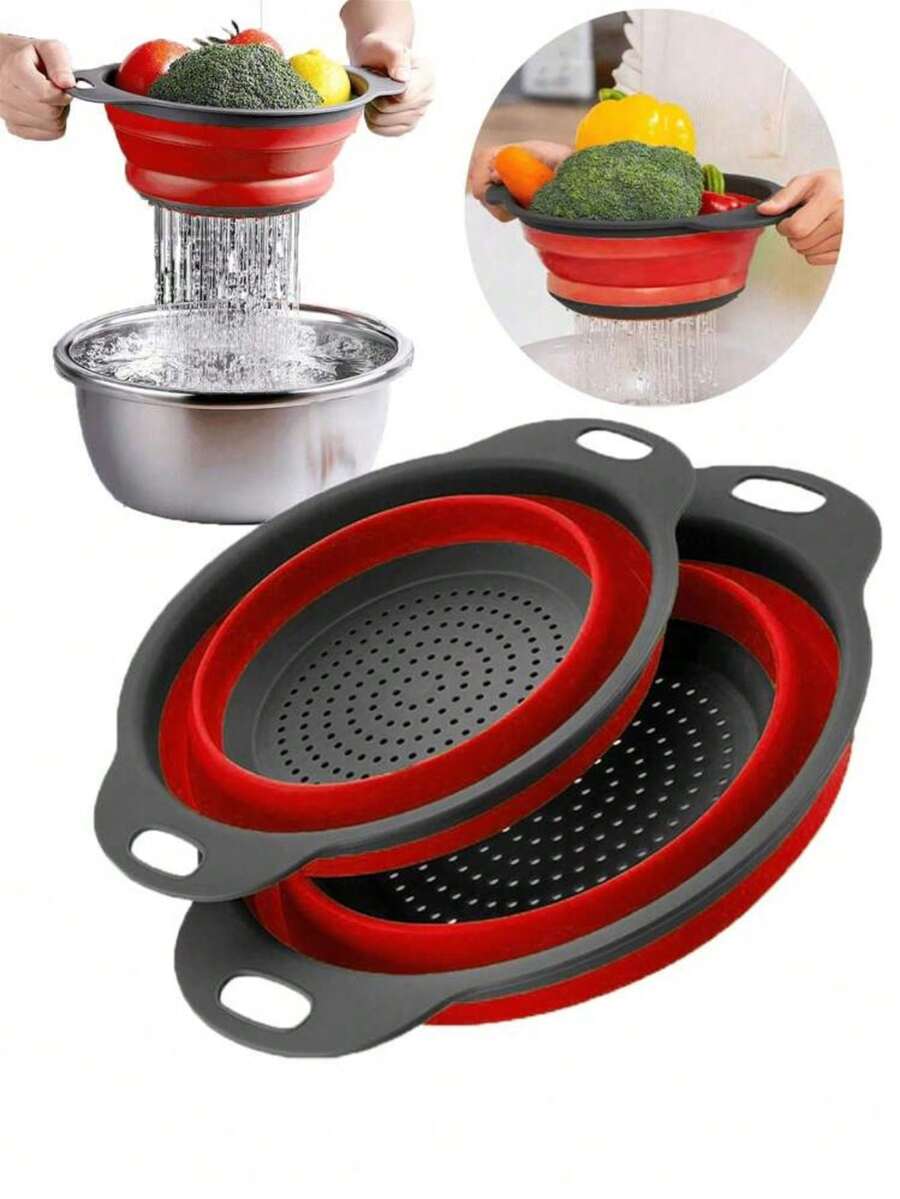 1pc Foldable Strainer Basket, Large/Small Size, Convenient For Home Kitchen And Dining Fruit & Vegetable Washing, Quick Draining - S - View 1
