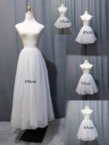 Rok Panjang Wanita Berpinggang Tinggi Warna Polos dari Tulle, Panjang 45/55/65/100cm, 4 Lapisan Tulle + 1 Lapisan Dalam, Cocok untuk Cosplay & Pertunjukan Panggung - MultiWarna - View 1
