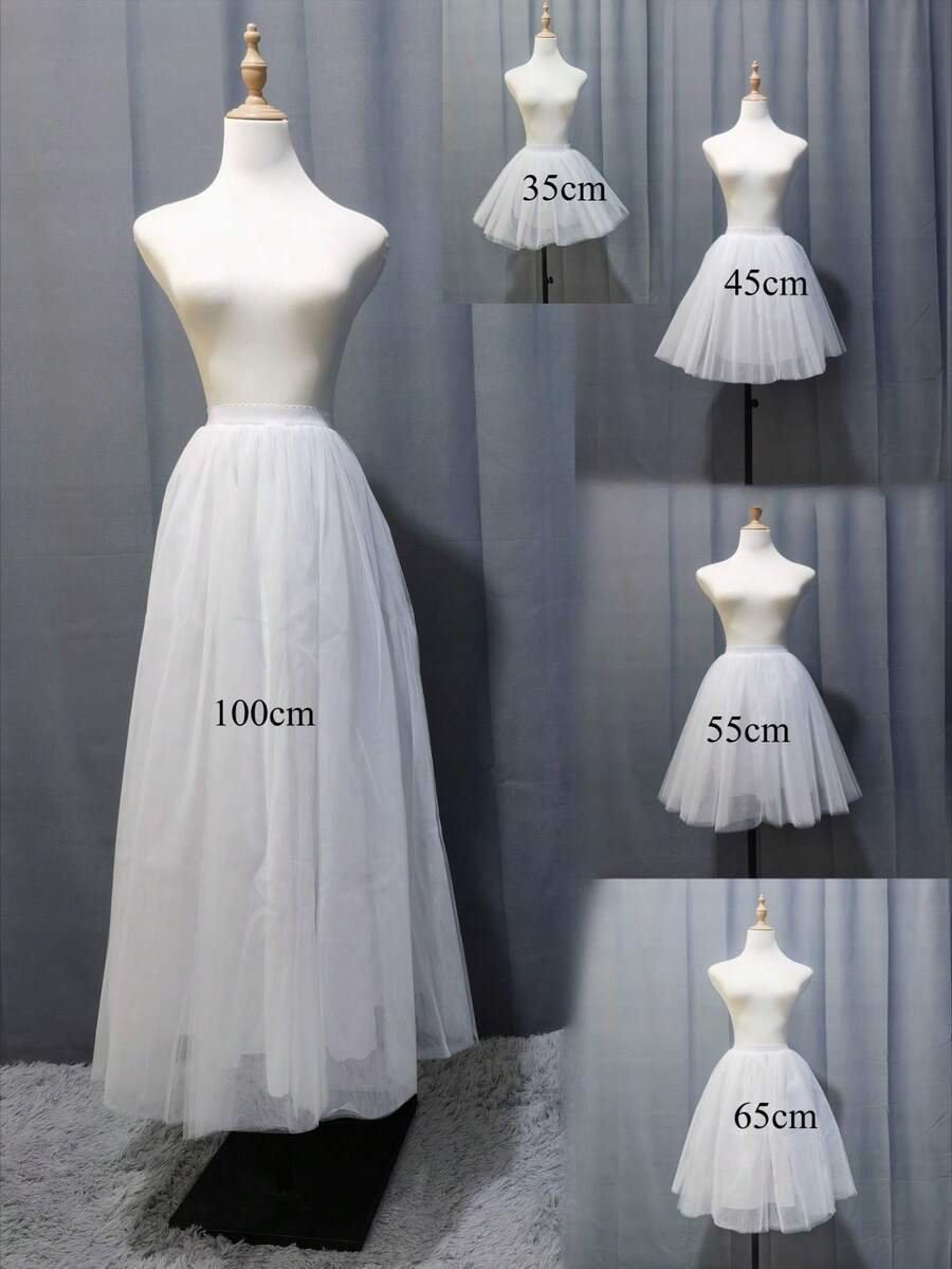 Rok Panjang Wanita Berpinggang Tinggi Warna Polos dari Tulle, Panjang 45/55/65/100cm, 4 Lapisan Tulle + 1 Lapisan Dalam, Cocok untuk Cosplay & Pertunjukan Panggung - MultiWarna - View 1