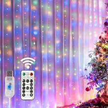 3米*3米 200颗LED窗帘灯串,8种模式遥控铜线灯,暖白光多色,适用于万圣节、圣诞节、婚礼、派对房间、阳台、花园装饰、房间装饰、派对装饰、婚礼装饰 - 3M*3M窗簾燈 - 查看 11